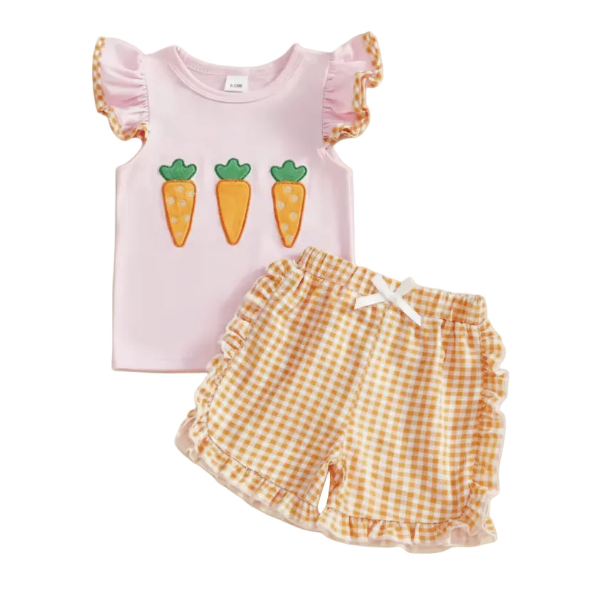 Carrots Embroidered Girls Matching Set