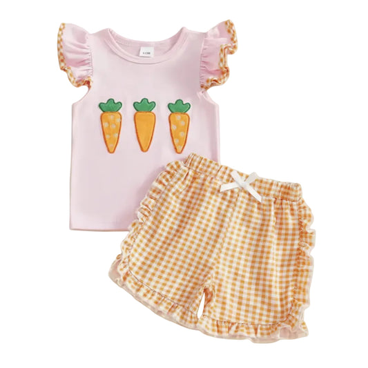 Carrots Embroidered Girls Matching Set